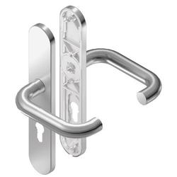 BKS für Fluchttüren Drückergarnitur RONDO H1.0 B-70020, Langschild, oval, Profilzylinder gelocht, Entfernung 92mm, Vierkant 8mm, DIN Links-Rechts, Türstärke 37-42mm, mit Stütznocken, edelstahl matt, festdrehbar Nr. B-70020-60-0-8