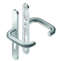 BKS für Fluchttüren Drückergarnitur RONDO H1.0 B-70040, Langschild, oval, Profilzylinder gelocht, Entfernung 72mm, Vierkant 8mm, DIN Links-Rechts, Türstärke 65-80mm, mit Stütznocken, edelstahl matt, festdrehbar Nr. B-70040-00-0-8