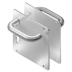BKS für Fluchttüren Drückergarnitur RONDO H1.0/R1.0 B-70750, Breitschild, abgerundet, WC Schlitzkopf, Entfernung 78mm, Vierkant 8mm, Riegel-Vierkant 7mm, DIN Links, Türstärke 37-42mm, ohne Stütznocken, edelstahl matt, festdrehbar Nr. B-70750-00-L-8