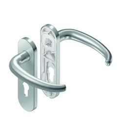BKS für Fluchttüren Drückergarnitur TREMOLO H6.0 B-70010, Kurzschild, oval, Profilzylinder gelocht, Entfernung 72mm, Vierkant 8mm, DIN Links-Rechts, Türstärke 37-42mm, mit Stütznocken, edelstahl matt, festdrehbar Nr. B-70010-08-0-8