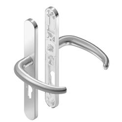 BKS für Fluchttüren Drückergarnitur TREMOLO H6.0 B-70040, Langschild, oval, Profilzylinder gelocht, Entfernung 92mm, Vierkant 8mm, DIN Links-Rechts, Türstärke 65-80mm, mit Stütznocken, edelstahl matt, festdrehbar Nr. B-70040-6D-0-8