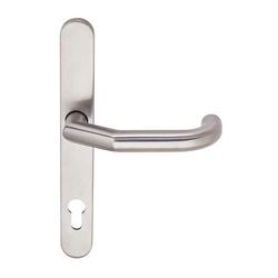 BKS für Fluchttüren Halbgarnitur RONDO H1.1 B-70140, Langschild, oval, Profilzylinder gelocht, Entfernung 92mm, Vierkant 8mm, DIN Links-Rechts, mit Stütznocken, verkehrsweiß lackiert, festdrehbar Nr. B-70140-61-0-7