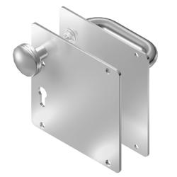 BKS für Fluchttüren Wechselgarnitur RONDO H1.0/K1.0 B-70250, Breitschild, abgerundet, Profilzylinder gelocht, Entfernung 72mm, Vierkant 8mm, DIN Links, Türstärke 37-42mm, ohne Stütznocken, edelstahl matt, festdrehbar Nr. B-70250-00-L-8
