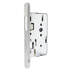 BKS Panik-Treibriegelschloss B 2189, ungelocht/9mm, Dornmaß 65mm, Lappenstulp 24/41x235mm, rund, edelstahl, DIN Links, vorgerichtet für Treibriegelstange oben M5, unten M6 Gewinde Nr. B 2189 0054