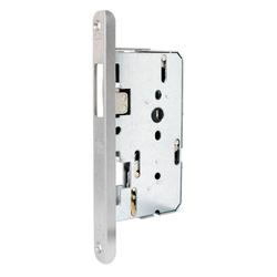 BKS Panik-Treibriegelschloss B 2189, ungelocht/9mm, Dornmaß 65mm, Winkelstulp 20x12x235mm, rund, edelstahl, DIN Links, vorgerichtet für Treibriegelstange oben M5, unten M6 Gewinde Nr. B 2189 0009