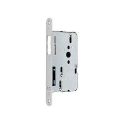 BKS Panik-Treibriegelschloss B 2189, ungelocht/9mm, Dornmaß 80mm, Lappenstulp 24/34x235mm, rund, edelstahl, DIN Links, vorgerichtet für Treibriegelstange oben M5, unten M6 Gewinde Nr. B 2189 0003