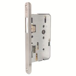 BKS Panik-Treibriegelschloss B 2190, ungelocht/9mm, Dornmaß 65mm, Winkelstulp 20x12x235mm, rund, edelstahl, DIN Rechts, Auslöseschieber 3,5mm, vorstehend, FA Nr. B 2190 1012