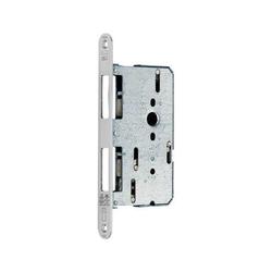 BKS Panik-Treibriegelschloss B 2390, ungelocht/9mm, Dornmaß 65mm, Flachstulp 20x235mm, rund, edelstahl, DIN Rechts, Auslöseschieber 3,5mm, vorstehend Nr. B 2390 0277