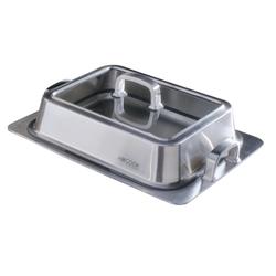 AM COOK Teppanyakiplatte 44,5 x 23,5 x 5,5cm, Edelstahl inkl Deckel (Edelstahl/Glas) Nr. 8501116