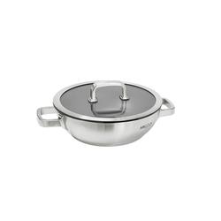 AM COOK Wok Ø 28cm, Antihaftbeschichtung, alle Herdarten, Material 18/10 Edelstahl inkl. Glasdeckel Nr. 8501228
