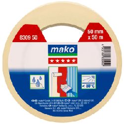 Mako Krepp-Abdeckband 80°C PREMIUM 19mm x 50m, Flachkrepp ca. 76 g/m² gelb, für Mal- und Lackierarbeiten Nr. 8309 19, EAN 4002168830914
