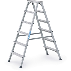 Zarges Scana B Stufen-Stehleiter 2x6 Stufen, Leiterlänge 1,40m, Arbeitshöhe 2,85m Nr. 44206