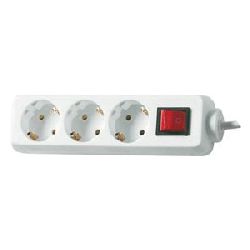 Steckdosenleiste mit Kippschalter 3-fach, 2-polig, 16A, 250V, 3500 Watt H05VV-F 3G 1,5mm² 1,4m Zuleitung
