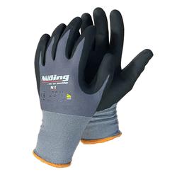 Nüßing N1 Nylon-Strickhandschuh, grau/schwarz, touch®, OEKO-Text®, Cat. 2, EN 388-4121X Nylon, Spandex Beschichtung 100% Nitril Handfläche, 15 Gauge