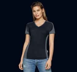 HAKRO Damen V-Shirt Contrast MIKRALINAR®, Performance, Regular Fit, 1/2-Arm Nr. 190
