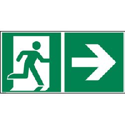 Schild Rettungsweg Pfeil rechts Kunststoff langnachleuchtend nach ASR A1.3 / ISO 7010 E001, 300x150mm, Nr. KN 150.00.303