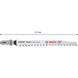 Bosch EXPERT Wood 2-side clean T 308 B Stichsägeblatt, 5 Stück, für Stichsägen Nr. 2608900551