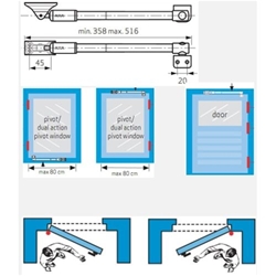 AXA Tele-Fensterfeststeller 35 Innen weiß, L = 358-516mm für FFB bis 800mm Nr. 2836-00-54