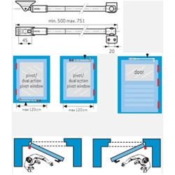 AXA Tele-Fensterfeststeller 50 Innen weiß, L = 500-751mm für FFB bis 1200mm Nr. 2846-00-54