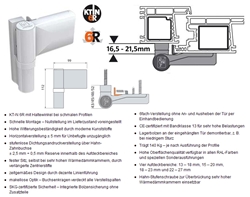 KT-V 6R Fix Türband P575GVF00 RAL9016 Verkehrsweiss, Aufdeckung 16,5-21,5mm (Großpack a 24 Stück)