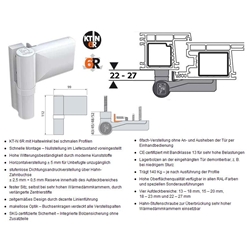 Dr. Hahn KT-N 6R Fix Türband P490GVF00 RAL 9016 Verkehrsweiß Aufdeckung 22-27mm (Großpack a 24 Stück) Direktverschraubung Flügel/Rahmen