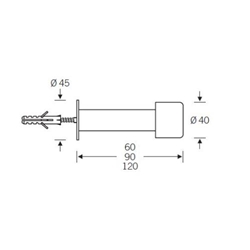 FSB Wandtürstopper, mit Pufferkappe, Edelstahl, 38 3880, Ø 40mm, L 90mm, Edelstahl, verdeckt verschraubt Nr. 0 38 3880 00003 6204