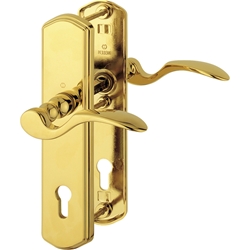 Hoppe Schutz-Drückergarnitur, Langschild, PZ, E92, VK10, RH12 München M112SH/334A/333N, F77-R innen sichtbar verschraubt, TS 67-72mm Nr. 6905095