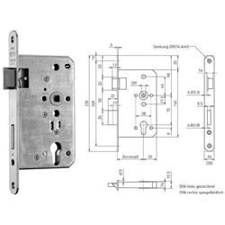 BMH Panikschloß 1013PZ F24/65/72/9 Rechts rund verzinkt Funktion D geteilte Nuß DIN EN 179 einflügelig Nr. 1013.000038