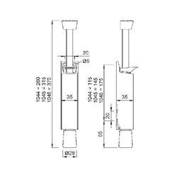 KWS Türfeststeller 1044 LM silberfarbig einbrennlackiert Hub 60mm Nr. 104402