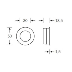 FSB ZT-Schiebetürmuschel, 42 4254, Edelstahl offen, rund, zum Einlassen, Edelstahl fein matt, Türwerkstoff Holz, T 18,5mm, offen Nr. 0 42 4254 00000 6204