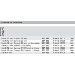 Roto DK-Schließstück verstellbar Falzluft 4mm R604B41006 (MG:11) 231276