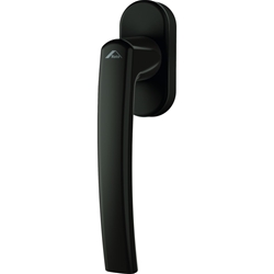 Roto DK-Fenstergriff, RotoLine, mit ovaler Rosette, DIN Links/Rechts, VK 7x37mm, graubraun pulverbeschichtet, mit Stütznocken, Nocken Ø 9,7mm, verdeckt verschraubt (MG:17) 570402