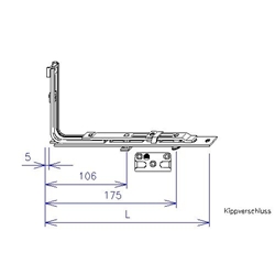 Maco Kippverschluß waagerecht 175 mit 1 i.S. FFH/FFB 280-600mm Silber Nr. 52812