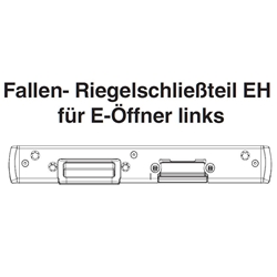 Fallen- & Riegelschließteil EH für E-Öffner, 1mm Anpressdruck silber, Links für Kunststoff U-6/32/9 Nr. 209110