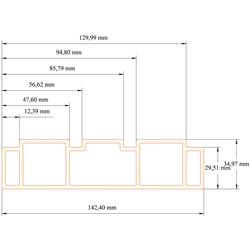 Aluminium Rahmenprofil A303 Alu-blank, zu Profine, EN AW 6060 T66 Wandstärke 2,5mm, Länge 7000mm