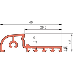 Roto Fenstertür-Wetterschenkel, 6000mm, Aluminium Komfort AD II, naturton eloxiert, T 49mm, H 14,5mm (MG:57) 601079 (VE = 60 Meter)