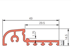 Roto Fenstertür-Wetterschenkel, 6000mm, Aluminium Komfort AD II, naturton eloxiert, T 49mm, H 14,5mm (MG:57) 601079 (VE = 60 Meter)