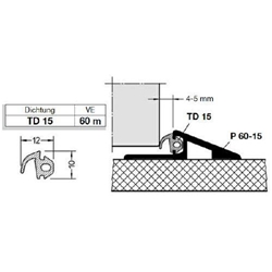 Gutmann Haustür Dichtung, für Türschwellenprofil, TD 15 zum Einklemmen, schwarz (VE= 60 Meter)
