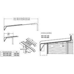 Gutmann Fenster Flachteil RV 4/40, für 50-195mm Ausladung (muss Bauseitig angepasst werden), Abkantung 40, Aluminium Legierung EN AW-6060 (VE= 100 Stück), (für Fensterbankhalter, Oberteil RV 4/40/25)