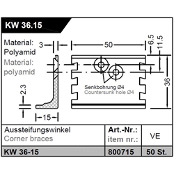 Gutmann Aussteifungswinkel KW 36-15 Kunststoff, für Festverglasung (Krt. a 50 Stück) EAN 4021036100874
