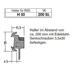 Gutmann Fenster Halter, für Regenschutzschiene H 50, Kunststoff (VE= 200 Stück)