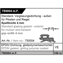 Gutmann Verglasungsdichtung 750004 schwarz Aussen Gleitpolymer-beschichtet EAN 4021036787389