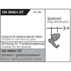Gutmann Fenster Verglasungsdichtung, HA 3060/4ST-N schwarz außen, zum Einklemmen, EPDM/APTK (VE= 100 Meter)