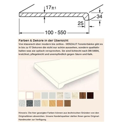Werzalit Fensterbank E 34/6 450mm Marmor bianco Nr. 17.007.070