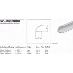 Silikondichtung V-Profil 7mm, selbstklebend weiß (für Renovierung) Nr. 6102500