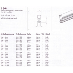 Tannenzapfen Profil 104/6mm weiß für 3mm Nut (1Rolle= 25.-mtr.)Nr. 6102512