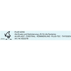 Elton KF-Fenster-Dichtung Profil 4246, Rolle a 25 Meter Schwarz, für Aluplast, Finstral, Kömmerling, Plus-Tec, Thyssen Nr. 6111178