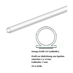 Silikondichtung Omega schwarz Profil 137, selbsklebend (für Renovierungen) Rolle a 25 Meter Nr. 6102542