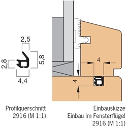 Holz-Glasleistendichtung 4mm auf 600 Meter Spule im Karton schwarz Nr. AF 2916-SC/2