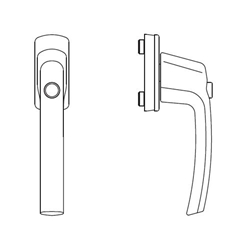 Fenstergriff Harmony ohne Stift, 10/12mm Nocken RAL8019 braun, mit Sperrknopf Nr. 220595
